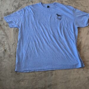 American Fido Wiener Dog BBQ Funny T-Shirt Blue Softstyle Men 2XL Graphic Casual